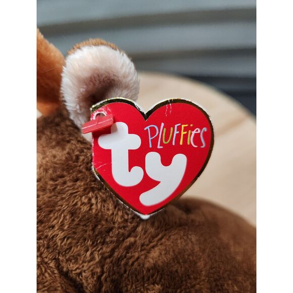 TY Pluffies Lumpy Moose Plush – 2003 Retired, Brown with Orange Antlers - Picture 6 of 7